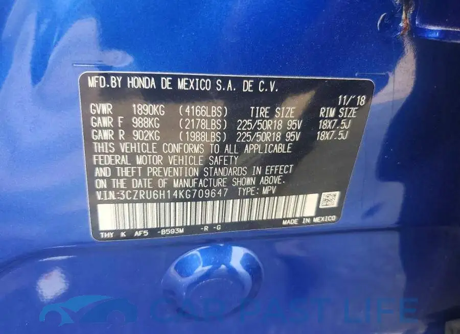 3CZRU6H14KG709647# 13