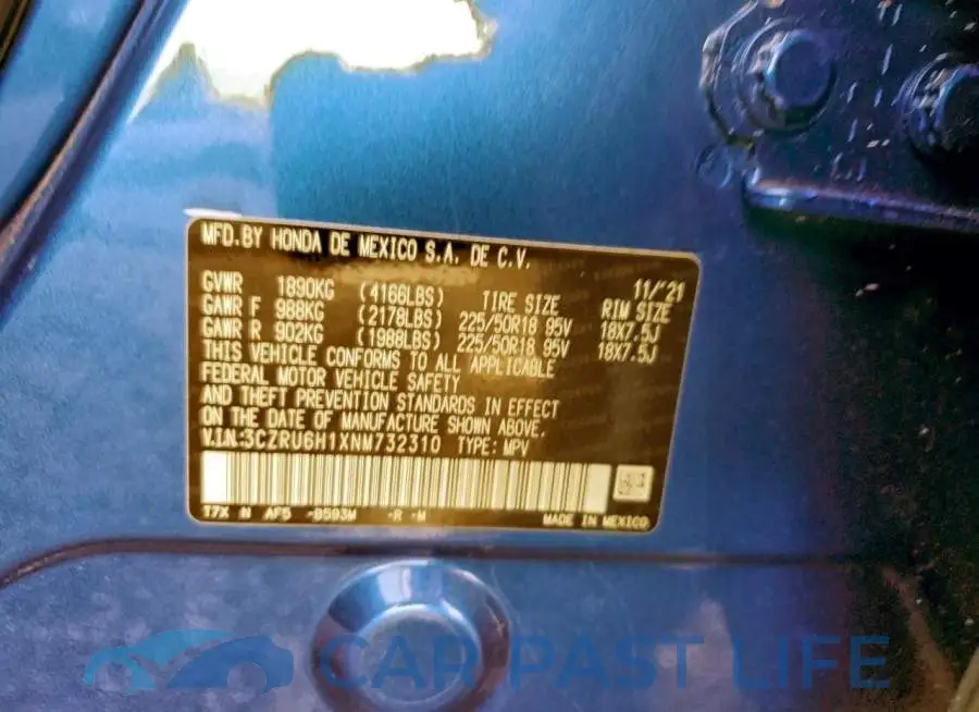 3CZRU6H1XNM732310# 13