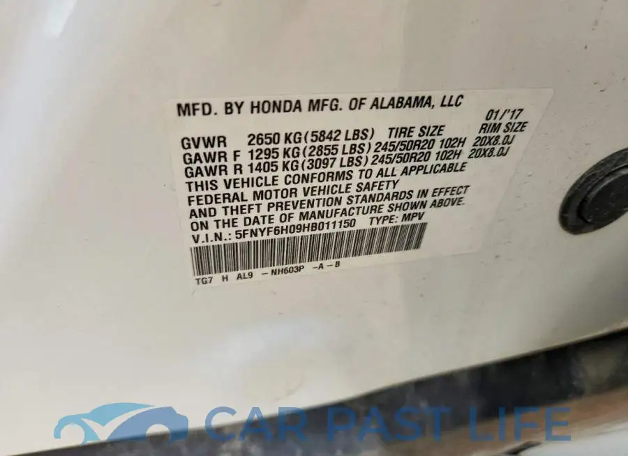 5FNYF6H09HB011150# 12