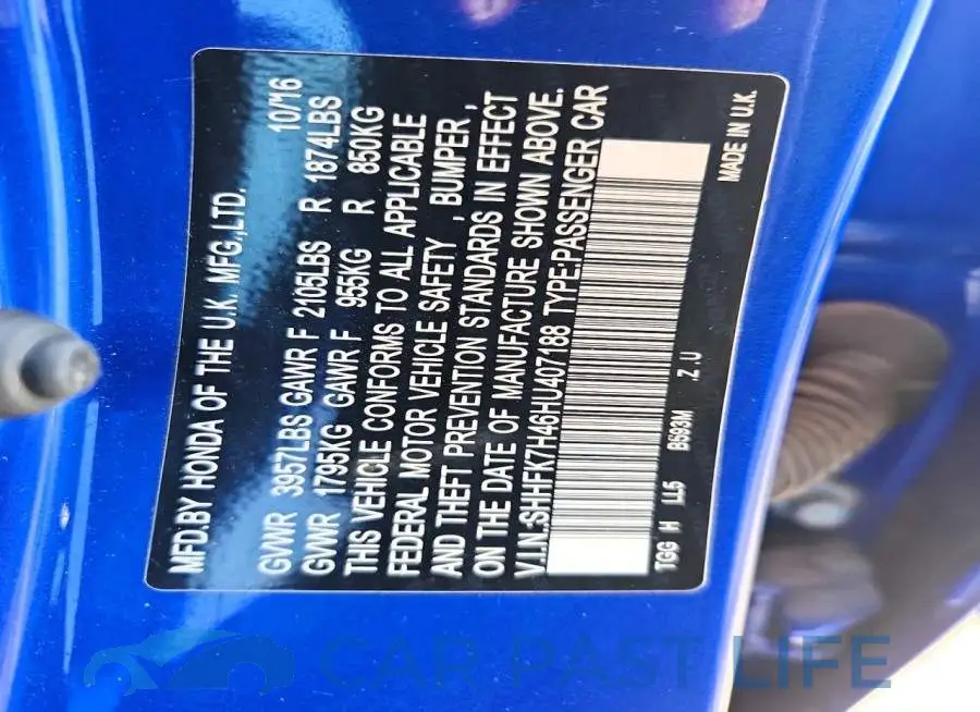SHHFK7H46HU407188# 12