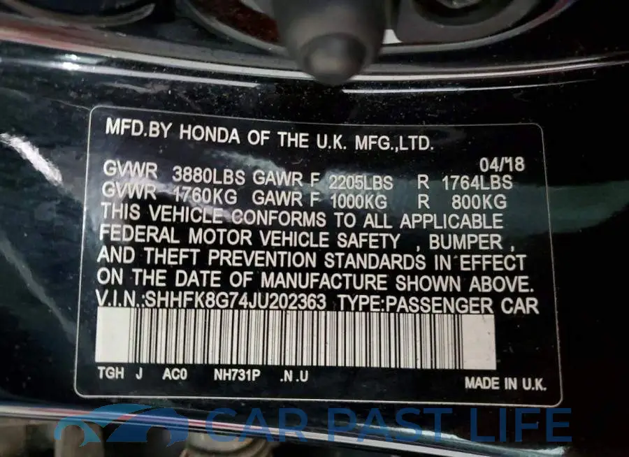 SHHFK8G74JU202363# 13