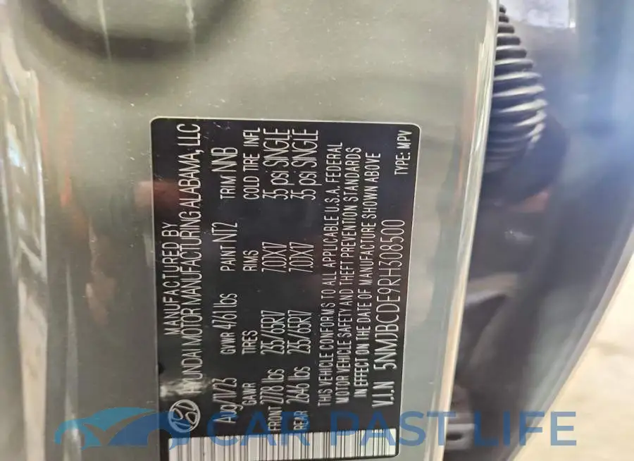 5NMJBCDE9RH308500# 13