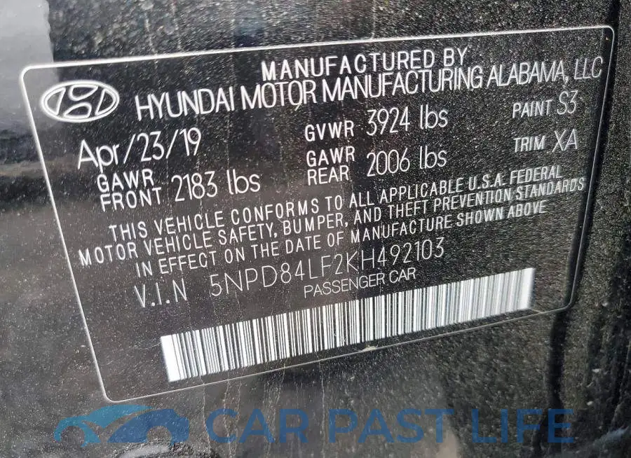 5NPD84LF2KH492103# 12