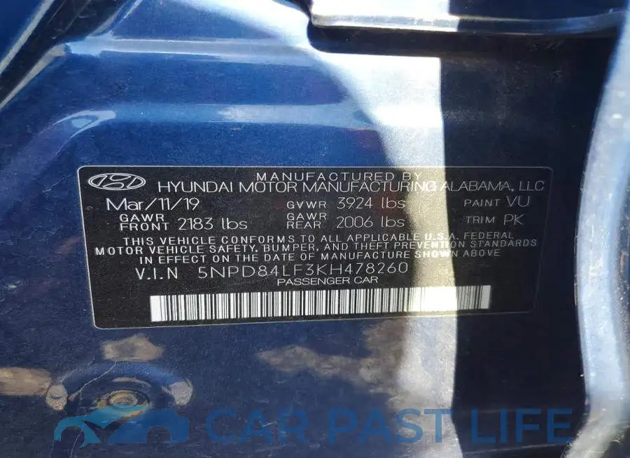 5NPD84LF3KH478260# 12