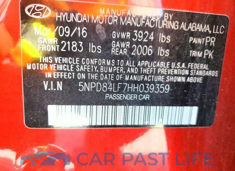 5NPD84LF7HH039359# 12