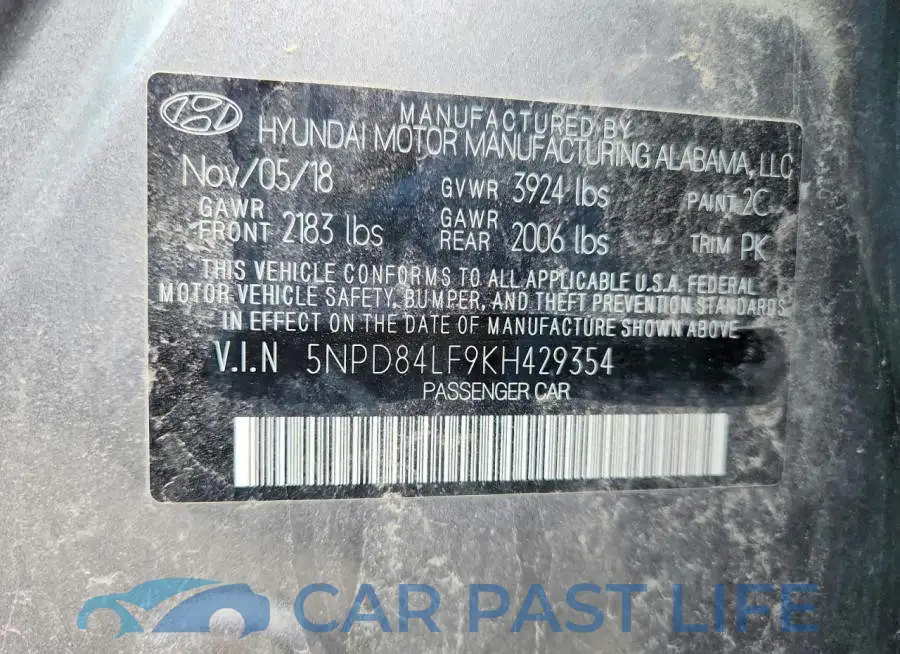 5NPD84LF9KH429354# 12