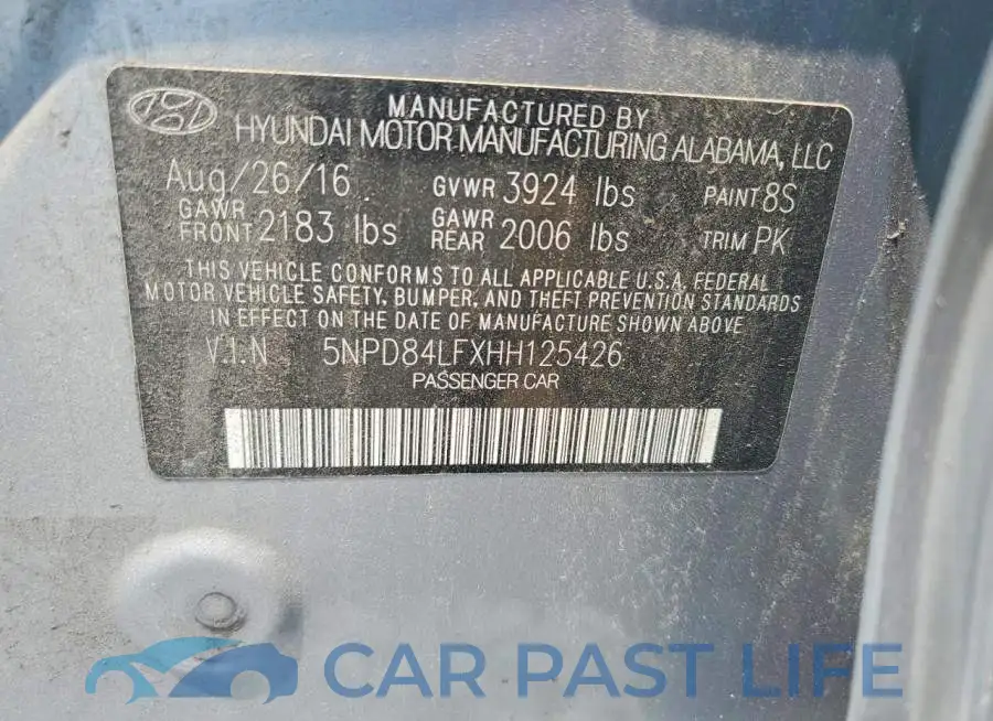 5NPD84LFXHH125426# 12