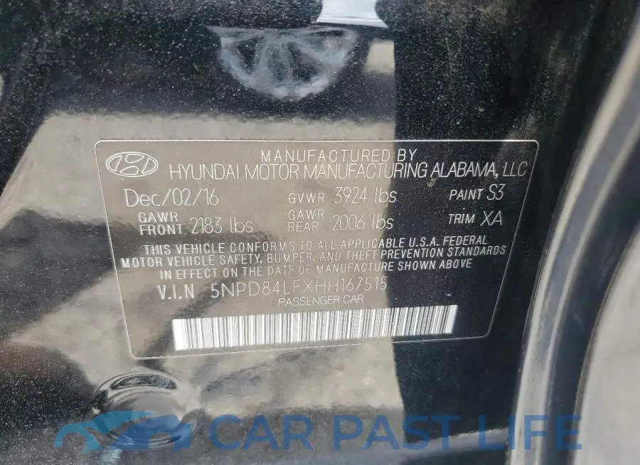 5NPD84LFXHH167515# 12