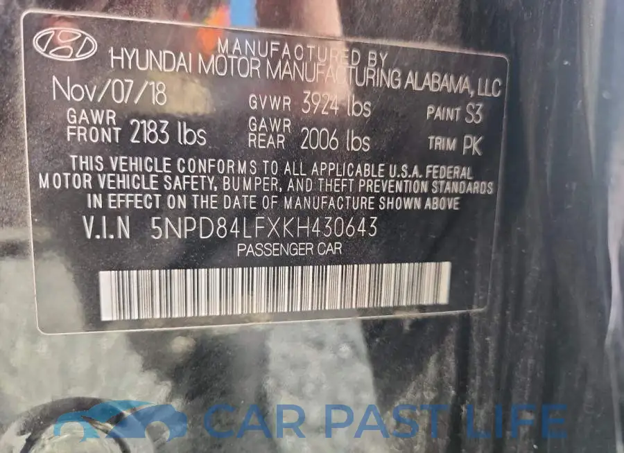 5NPD84LFXKH430643# 12