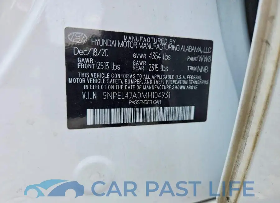 5NPEL4JA0MH104931# 12