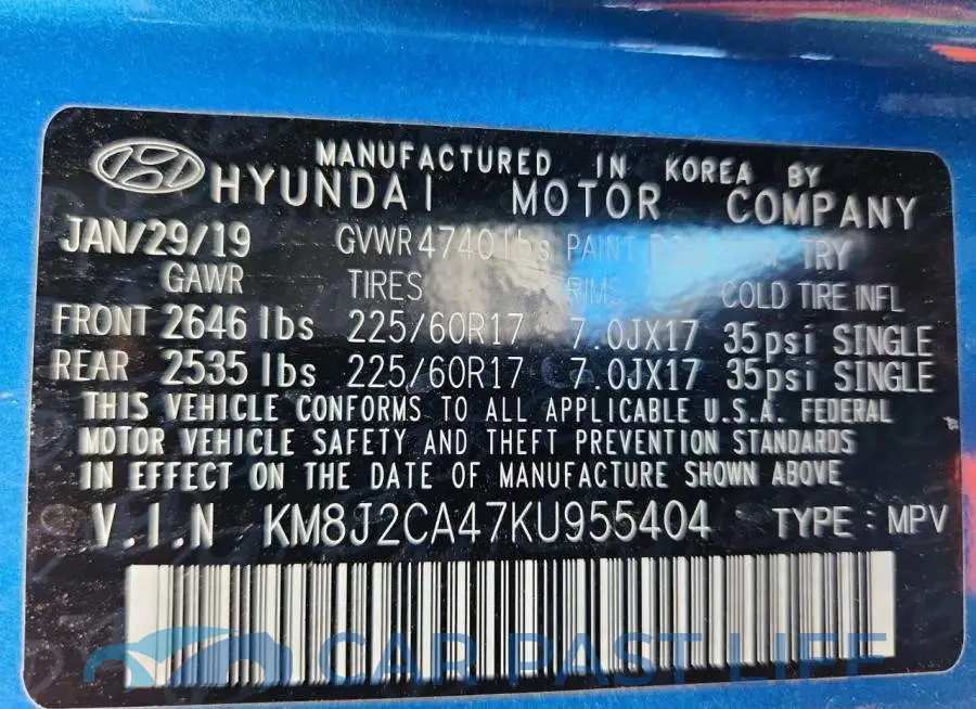 KM8J2CA47KU955404# 14