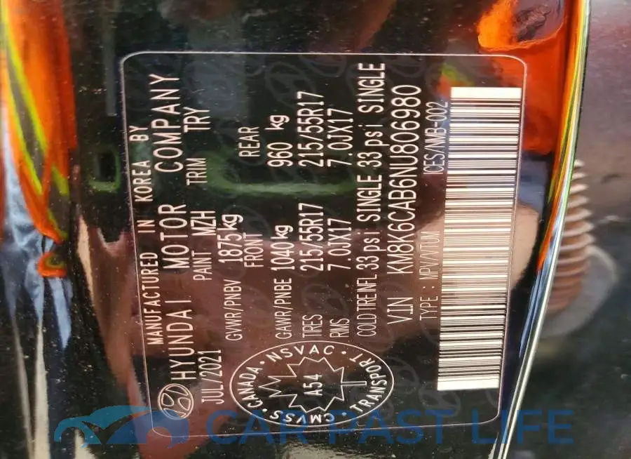 KM8K6CAB6NU806980# 13
