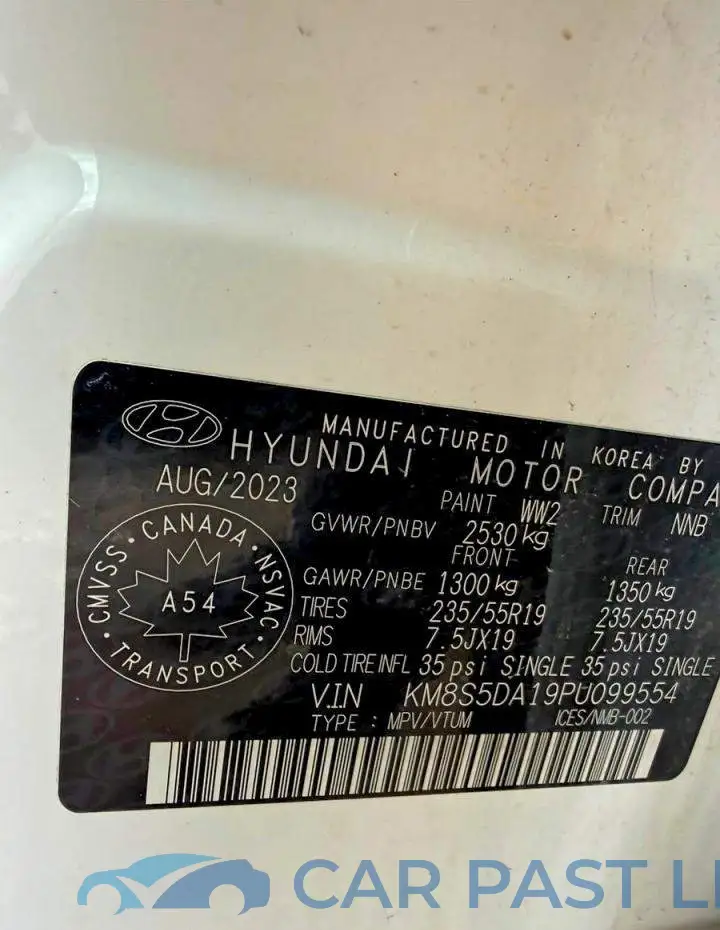 KM8S5DA19PU099554# 10