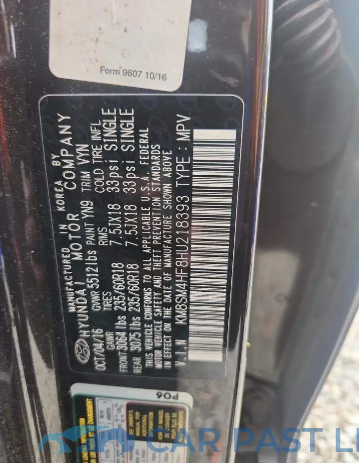 KM8SM4HF8HU218393# 13