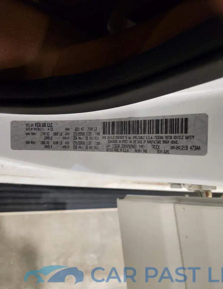 1C6SRFJT2KN787461# 12