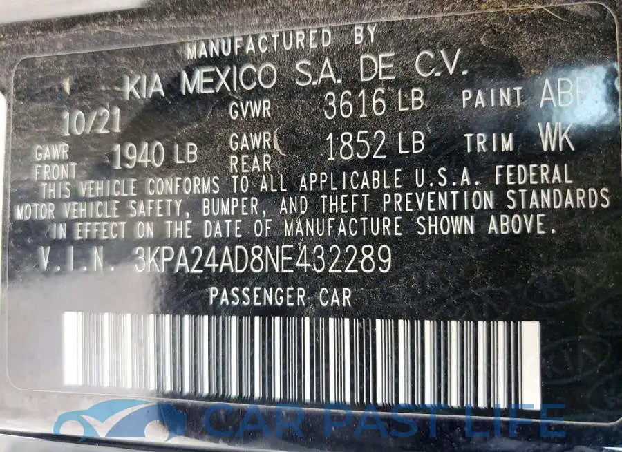 3KPA24AD8NE432289# 12