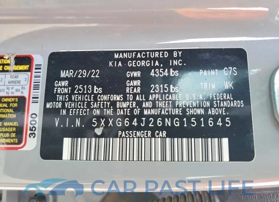 5XXG64J26NG151645# 12