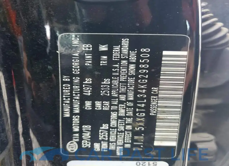 5XXGT4L34KG298508# 12