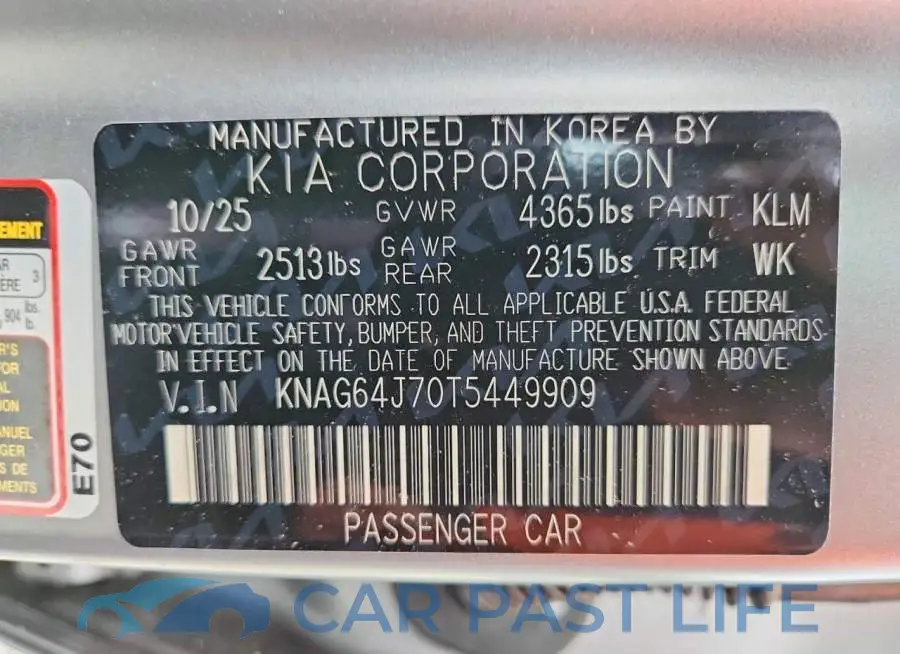 KNAG64J70T5449909# 13