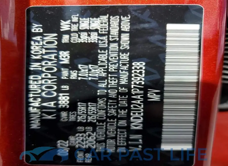 KNDEU2AA1P7392338# 13