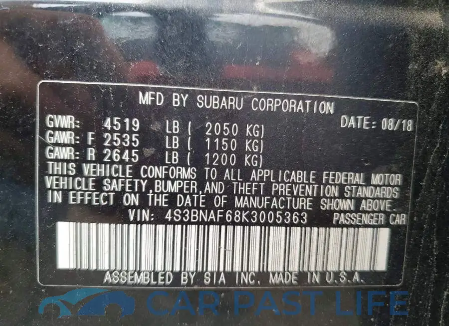 4S3BNAF68K3005363# 12