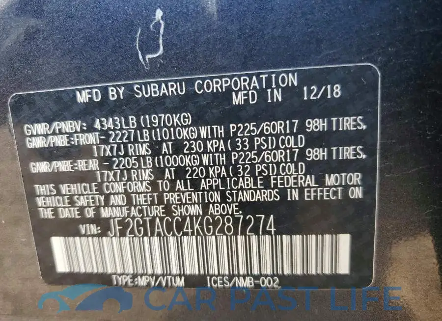 JF2GTACC4KG287274# 12