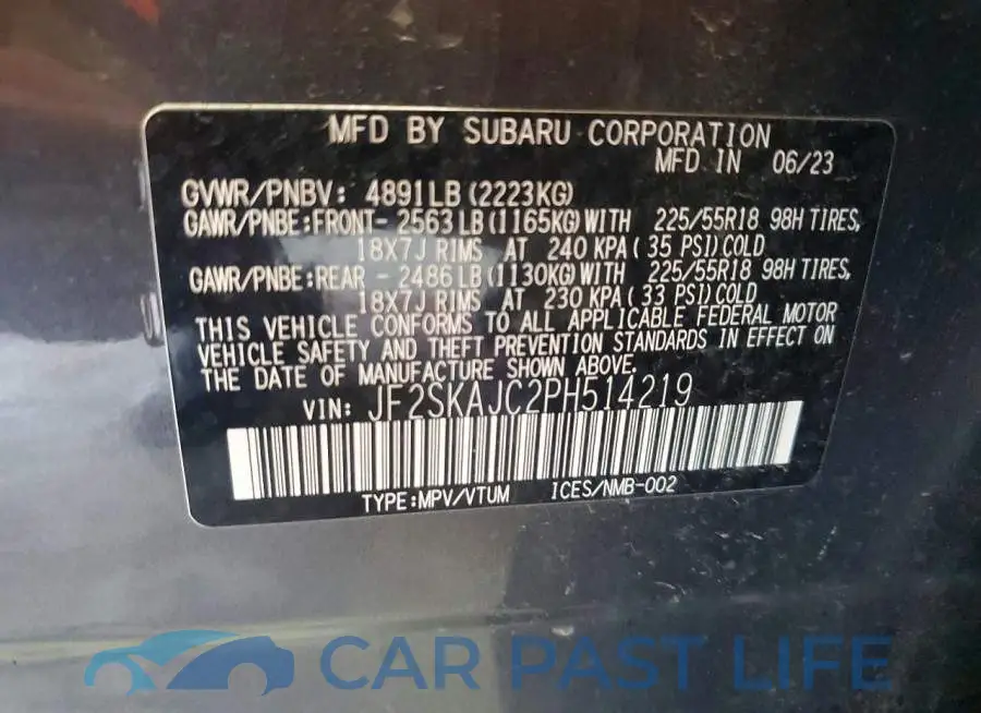 JF2SKAJC2PH514219# 13