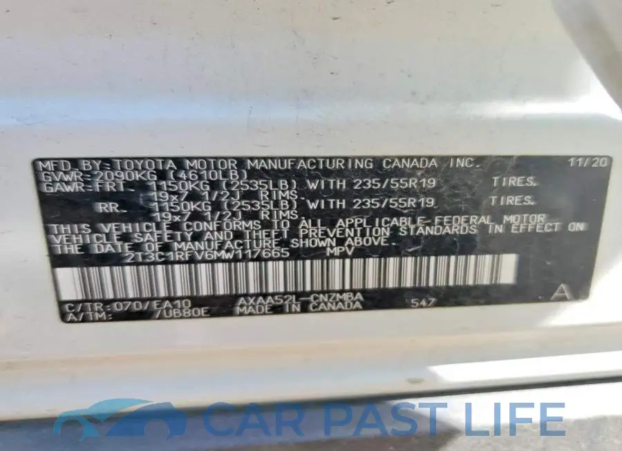 2T3C1RFV6MW117665# 12
