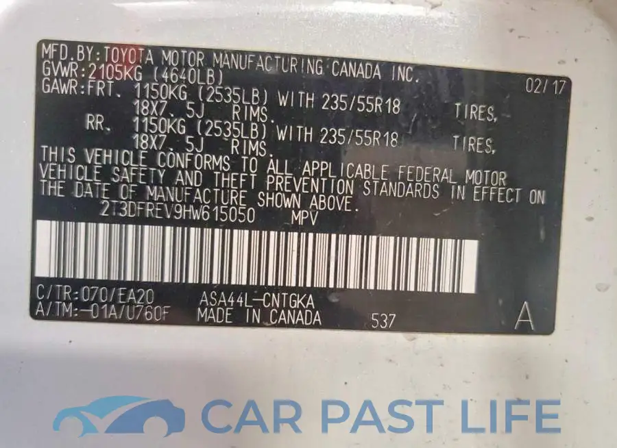 2T3DFREV9HW615050# 13
