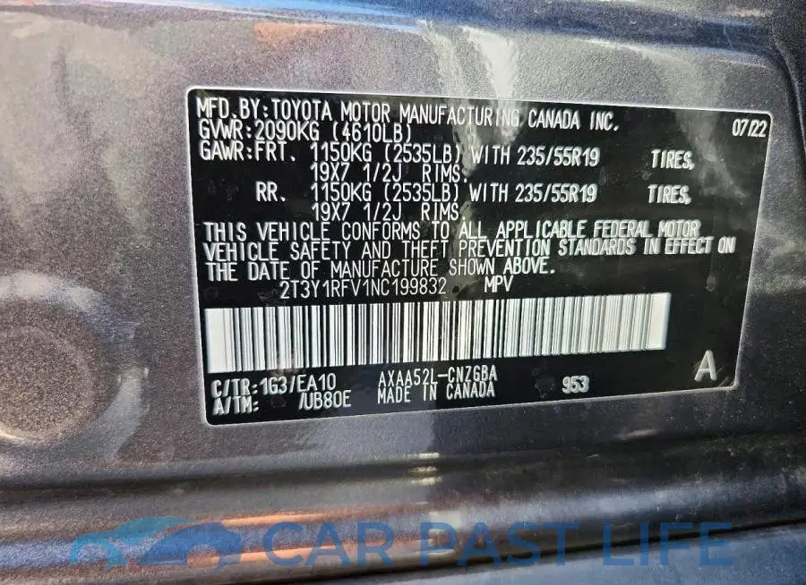 2T3Y1RFV1NC199832# 13