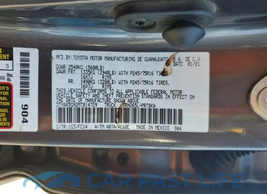 3TYAX5GN2MT014729# 12
