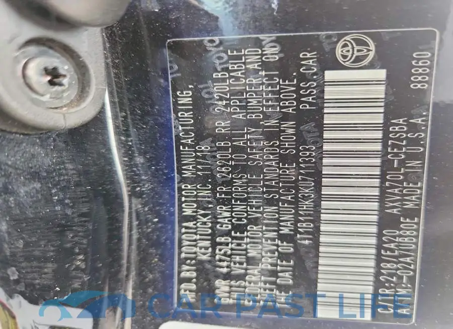 4T1B11HK3KU711393# 12