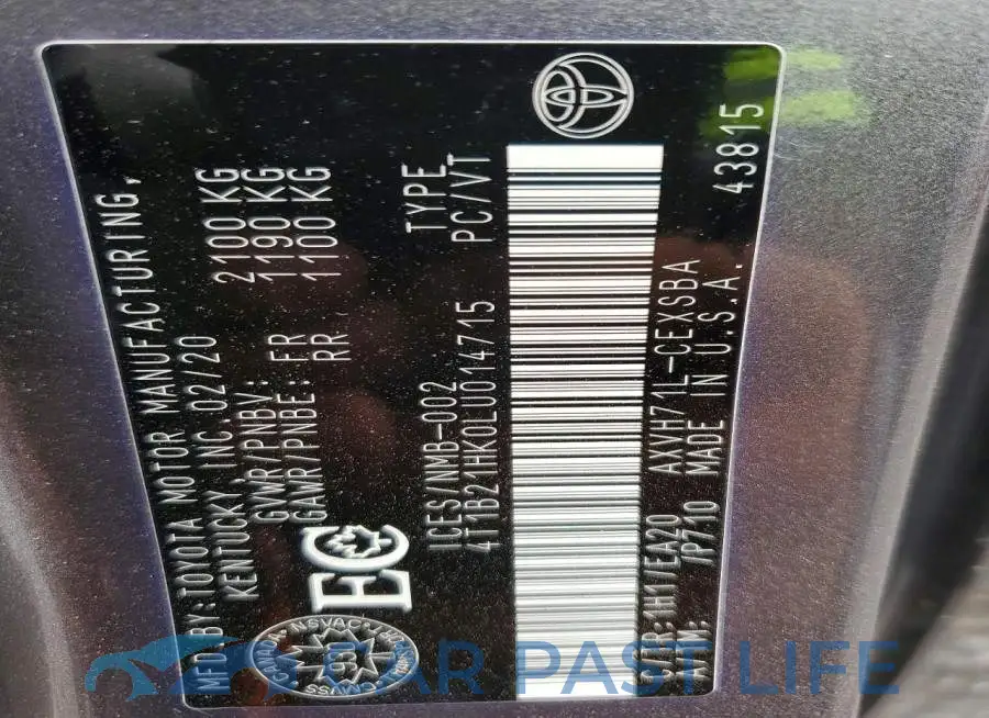 4T1B21HK0LU014715# 12