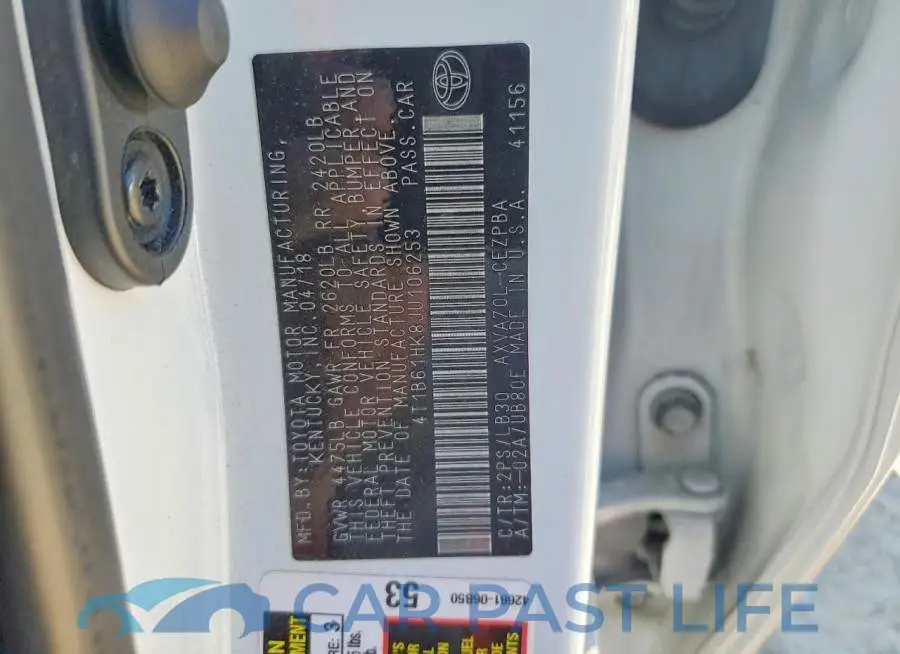 4T1B61HK8JU106253# 13
