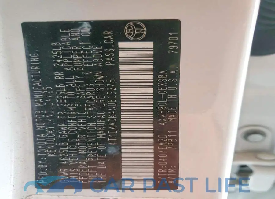 4T1DAACK4SU605275# 13