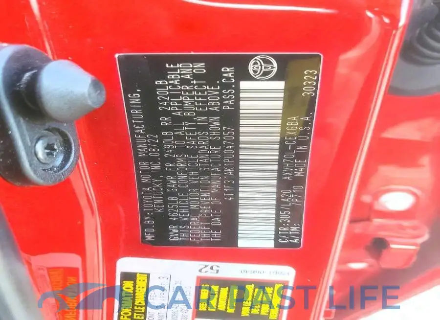 4T1F31AK1PU047057# 12