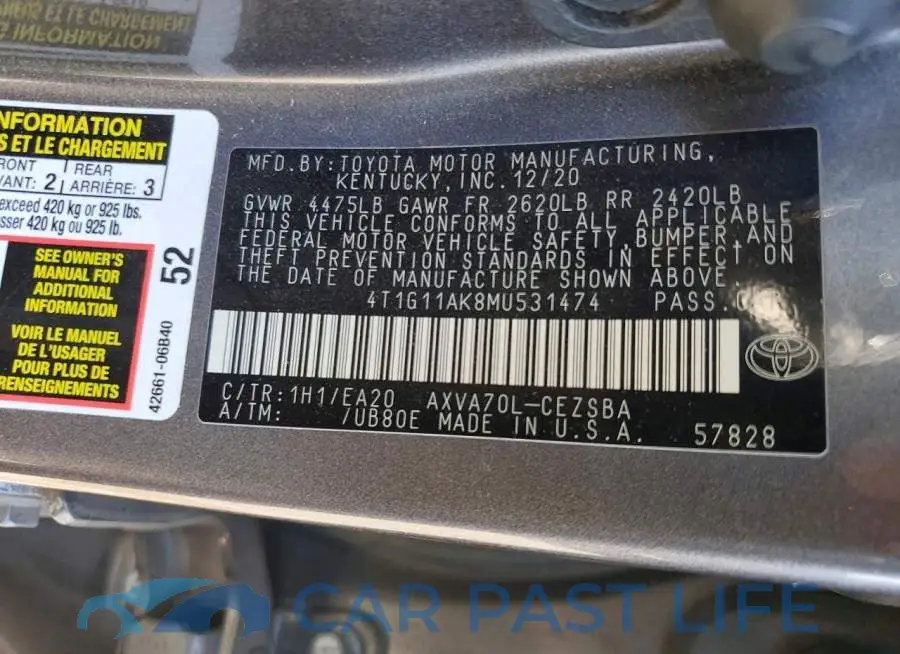 4T1G11AK8MU531474# 12