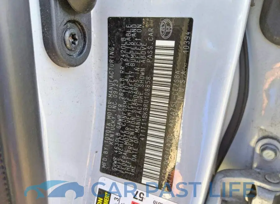 4T1T11BK9RU108858# 12