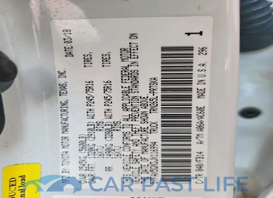 5TFAX5GN3JX116994# 13