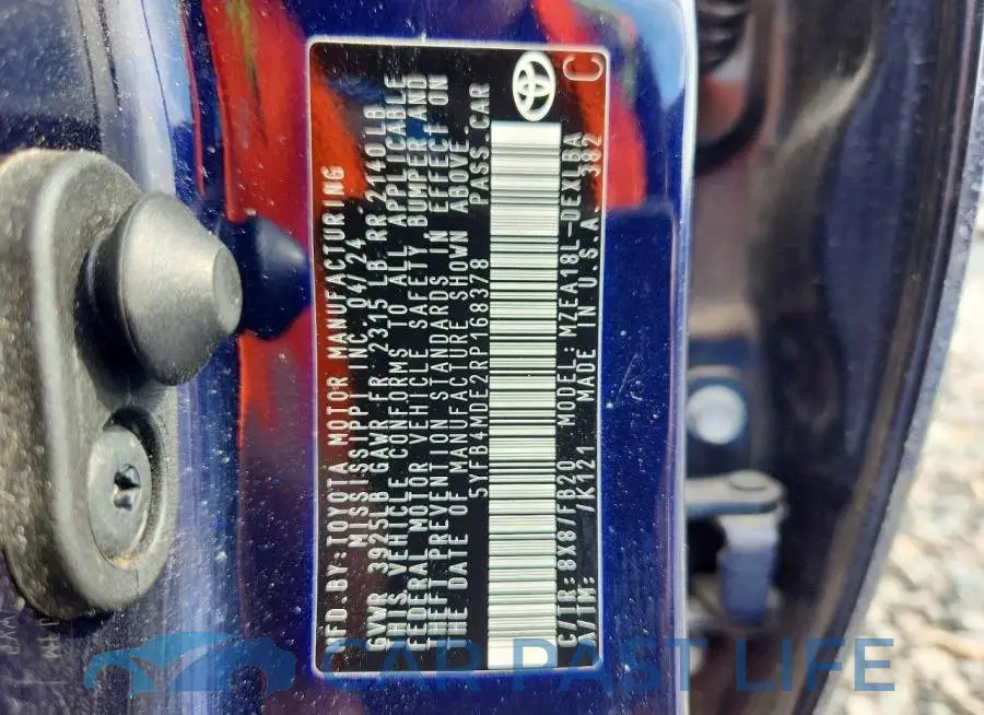 5YFB4MDE2RP168378# 12