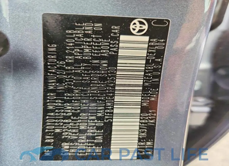 5YFB4MDE4TP425130# 12