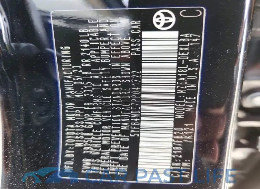 5YFB4MDE7PP041722# 12
