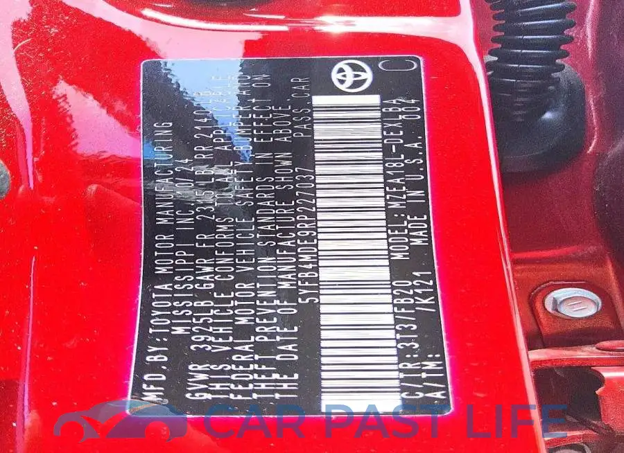 5YFB4MDE9RP227037# 12