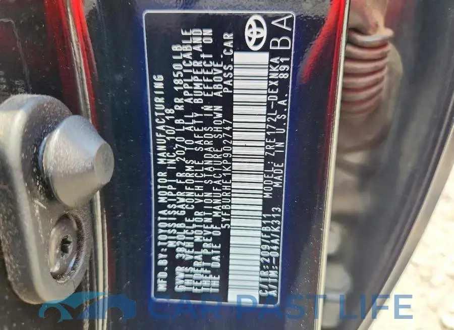 5YFBURHE1KP902747# 12