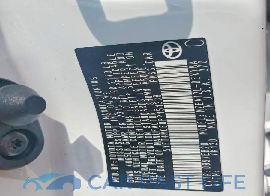 5YFT4MCE0PP151338# 12