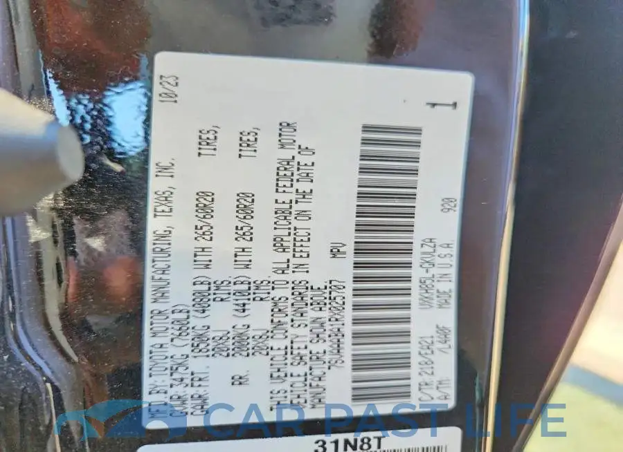 7SVAAABA1RX025707# 13