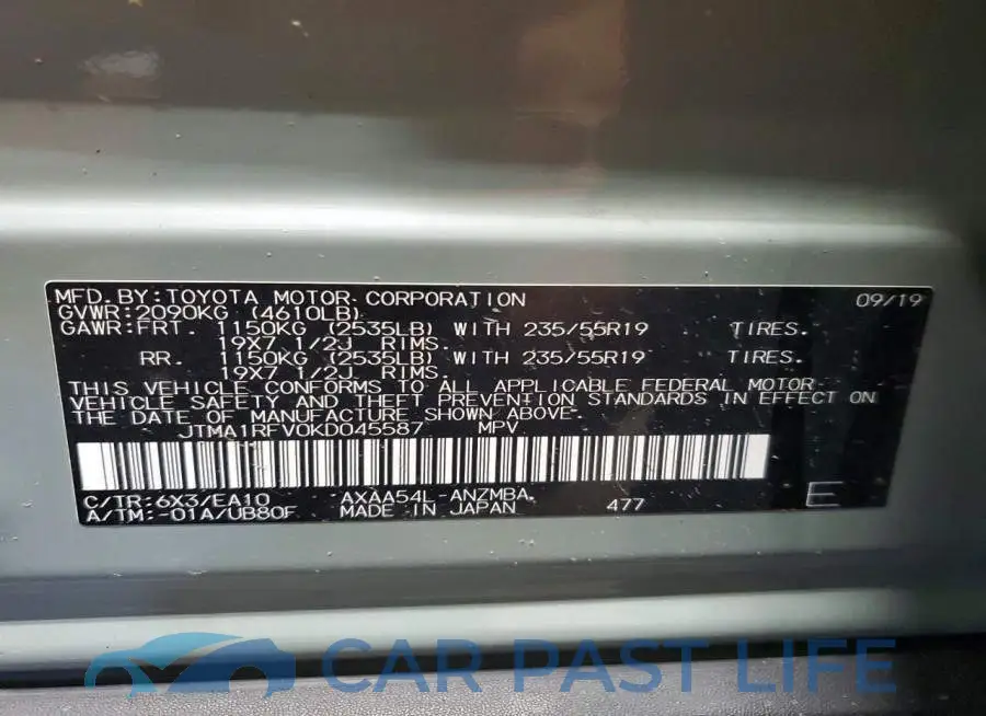 JTMA1RFV0KD045587# 13