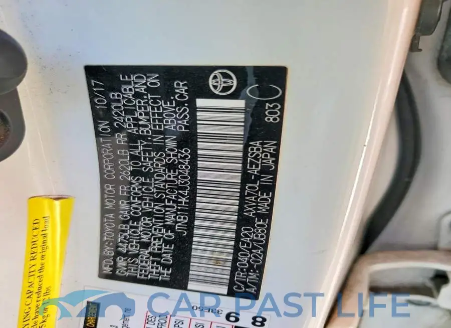 JTNB11HK4J3048436# 12