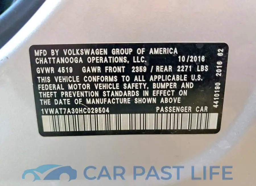 1VWAT7A30HC029504# 12