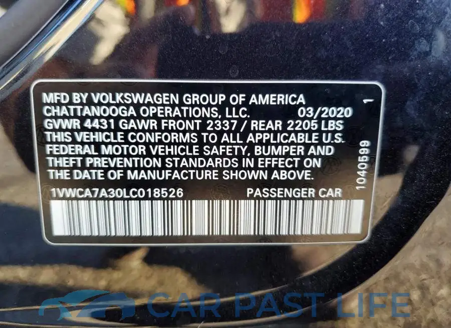 1VWCA7A30LC018526# 13